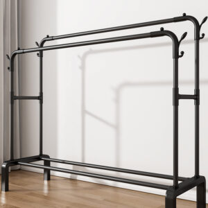 Clothes rack simple clothes hanger floor indoor home bedroom double pole clothes hanger balcony clothes storage rack