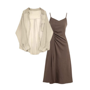 Counter women's early autumn suit women's salt-based slimming niche design sun protection shirt shirt suspender skirt dress for women