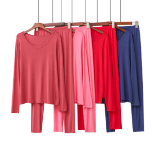 Modal bottoming shirt for 200 pounds long-sleeved T-shirt thin autumn clothes and autumn trousers set solid color inner wear spring and autumn two-piece set