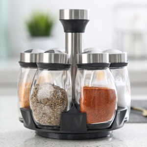 Rotating seasoning bottle glass seasoning jar household rotating seasoning box kitchen seasoning bottle with hole cover Japanese barbecue bottle