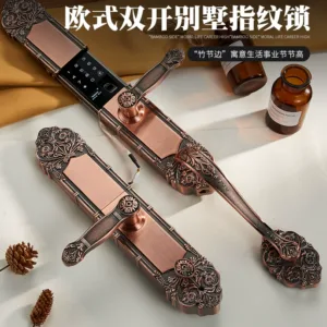 Yinchi villa door fingerprint lock double door password lock home anti-theft door electronic lock European copper door smart lock