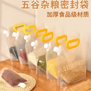 Rice bag portable grain storage sealed bag moisture-proof insect-proof packaging bag food grade transparent spout bag