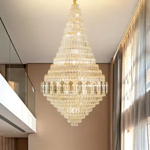 High-end villa duplex building living room large chandelier light luxury building mid-floor hotel lobby sales department club crystal lamps