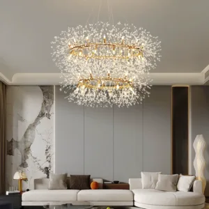 Light luxury bedroom restaurant crystal chandelier Nordic Internet celebrity Dandelion villa living room hotel apartment staircase large chandelier