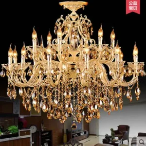 Granston European style golden crystal chandelier LED atmospheric living room dining room bedroom study hotel villa lighting