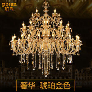 European style luxury crystal chandelier villa duplex building living room headlight hotel lobby 24 candle crystal lamp three floors
