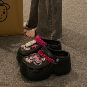 Thick-soled Croc Shoes Women's Summer Outerwear 2024 Spring New Versatile Baotou Heightening Sandals