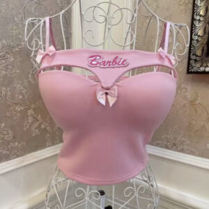 Barbie style suspender top with contrasting color and eye-catching chest pad