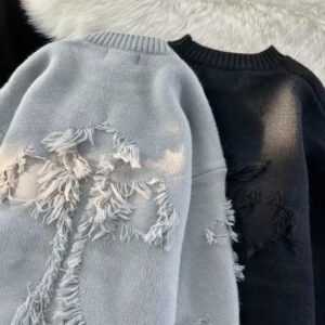 American high street hole tassel sweater men and women ins