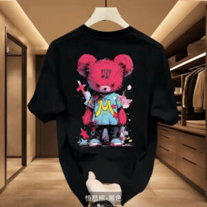 Heavy cotton trendy brand handsome American -shirt street men and women printed short sleeves summer blue