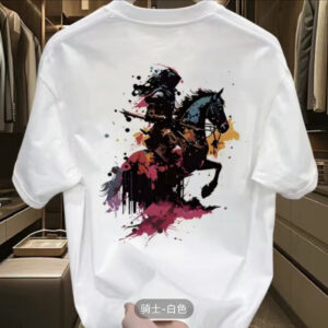 Fashionable brand pure cotton men's printed heavy short-sleeved round neck summer loose new tops