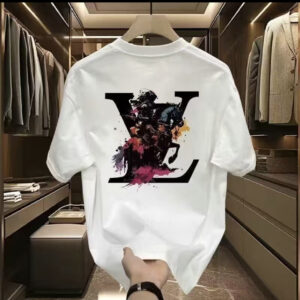 100% cotton men's short-sleeved T-shirt Korean stle casual all-match round neck short sleeve blue