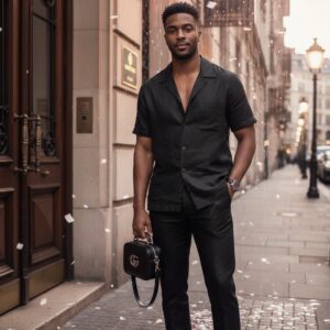 2 pieces Linen men outfits t.shirts and pants