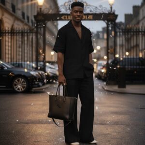 2 pieces Linen men outfits t.shirts and pants