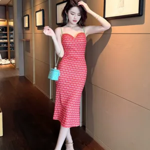 Stunning first love chic floral suspender dress summer unique design niche hip-hugging temperament floral skirt for women